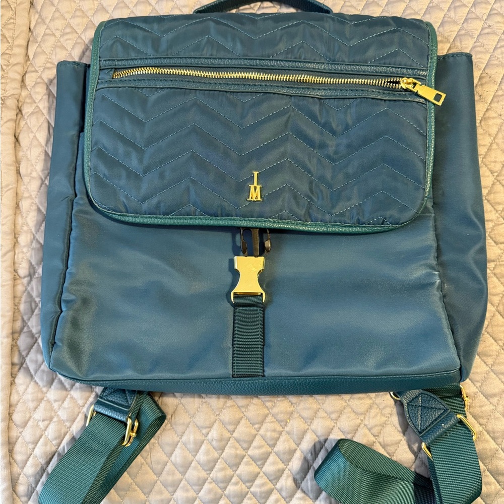 Teal Laptop 💻 Backpack with Gold Accents